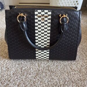 Michael Kors Black and White Satchel with Gold Accents